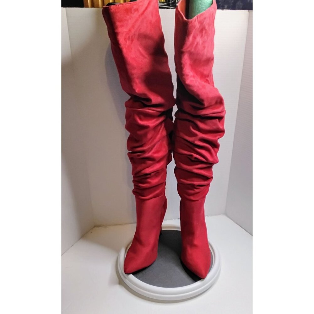 Nadine WC Womens Over-The-Knee Red Stiletto Heeled Boots Size 8.5 WC Textile Upp